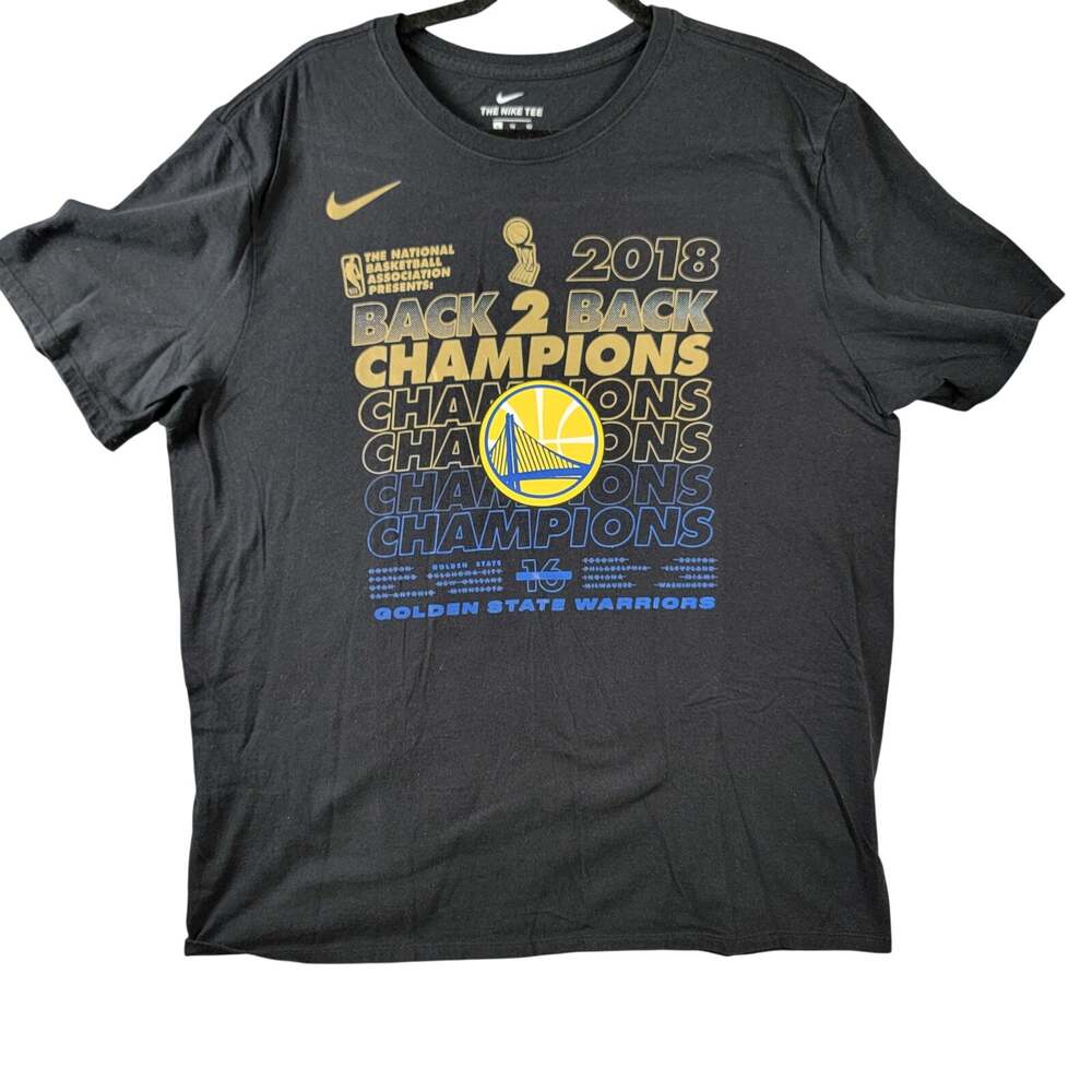 Nike Golden State Warriors 2018 Back 2 Back Champions Tee Mens XL Black Athletic